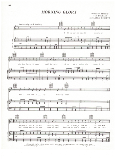 Picture of Morning Glory, Tim Buckley & Larry Beckett, recorded by Blood Sweat & Tears, sheet music