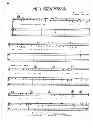 Picture of I'm a Good Woman, Barbara Lynn Ozen, recorded by Cold Blood, sheet music