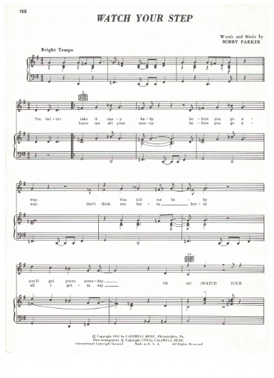 Picture of Watch Your Step, Bobby Parker, recorded by Cold Blood, sheet music