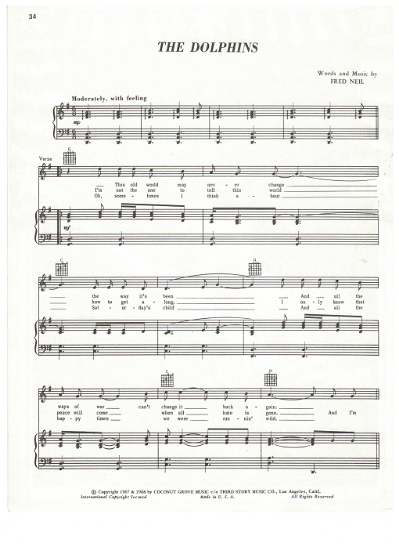 Picture of The Dolphins, Fred Neil, recorded by It's a Beautiful Day, sheet music