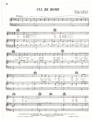 Picture of I'll Be Home, written & recorded by Randy Newman, sheet music