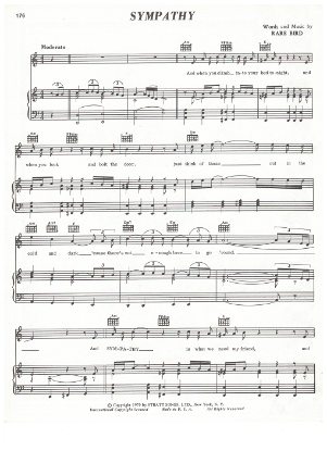 Picture of Sympathy, written & recorded by Rare Bird, sheet music
