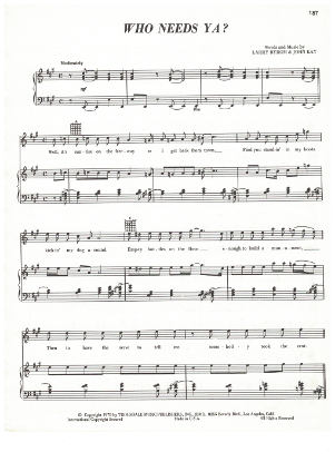 Picture of Who Needs Ya, Larry Byrom & John Kay, recorded by Steppenwolf, sheet music