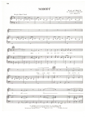 Picture of Nobody, D. Cooper/ E. Shelby/ B. Beatty, recorded by Three Dog Night, sheet music