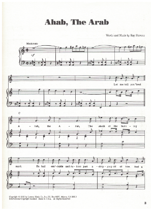 Picture of Ahab the Arab, written & recorded by Ray Stevens, sheet music