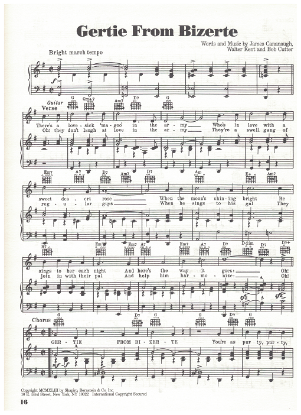 Picture of Gertie from Bizerte, James Cananaugh/ Walter Kent/ Bob Cutter, sung by Dick Haymes, sheet music