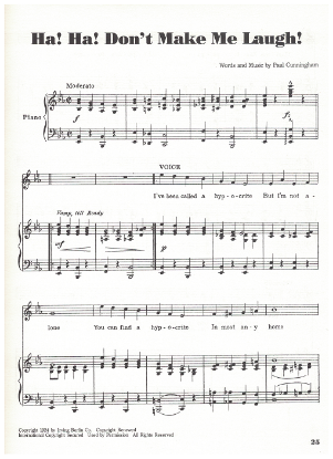 Picture of Ha Ha Don't Make Me Laugh, Paul Cunningham, sheet music
