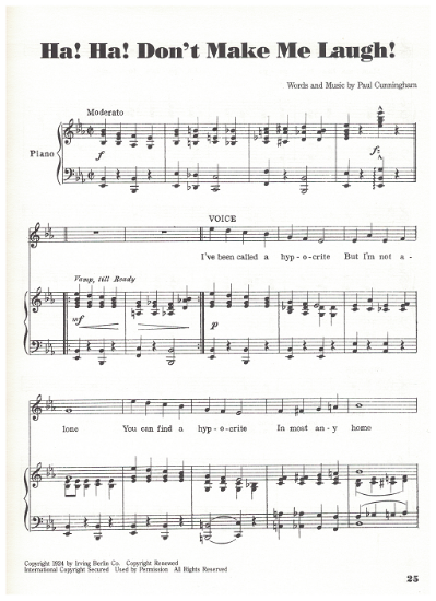 Picture of Ha Ha Don't Make Me Laugh, Paul Cunningham, sheet music