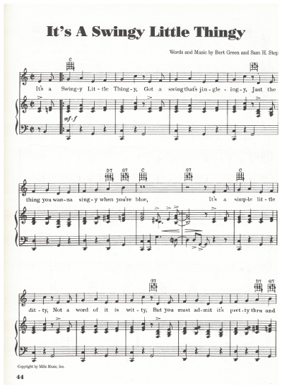 Picture of It's a Swingy Little Thingy, Bert Green & Sam H. Stept, sheet music
