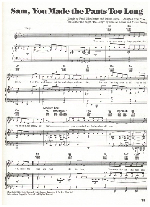 Picture of Sam You Made the Pants Too Long, Fred Whitehouse/ Milton Berle/ Sam M. Lewis/ Victor Young, sheet music