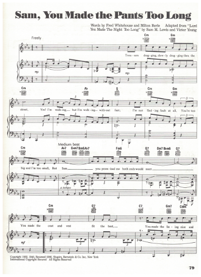 Picture of Sam You Made the Pants Too Long, Fred Whitehouse/ Milton Berle/ Sam M. Lewis/ Victor Young, sheet music