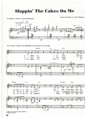 Picture of Slappin' the Cakes on Me, Dave Frishberg, sheet music