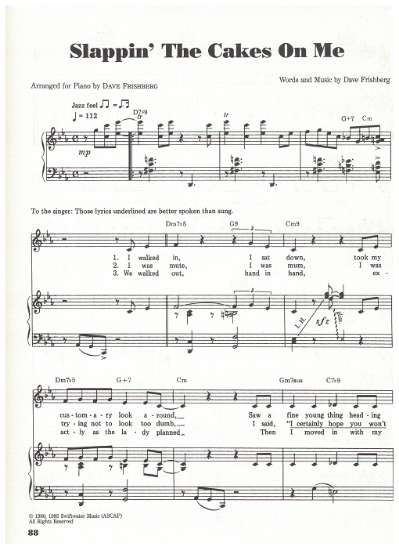 Picture of Slappin' the Cakes on Me, Dave Frishberg, sheet music