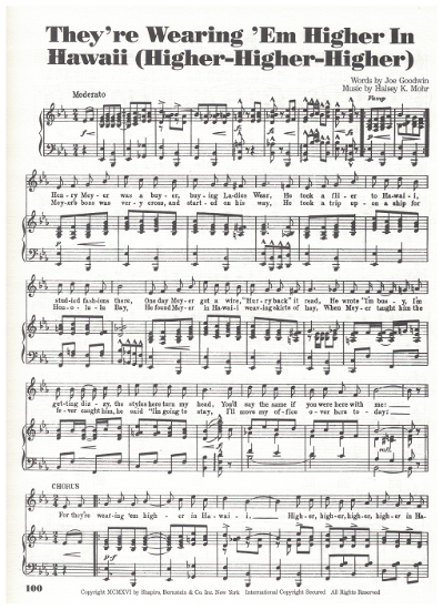 Picture of They're Wearing 'Em Higher in Hawaii, Joe Goodwin & Halsey K. Mohr, sheet music