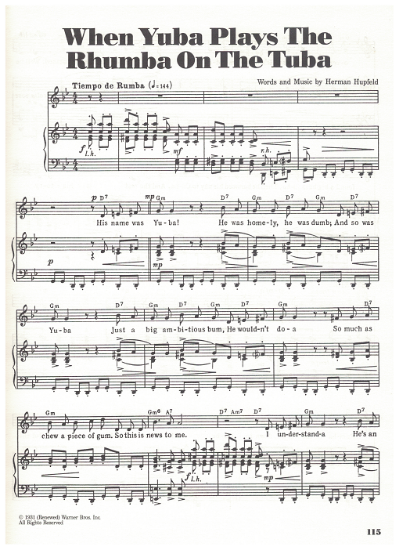 Picture of When Yuba Plays the Rhumba on the Tuba, Herman Hupfeld, sheet music