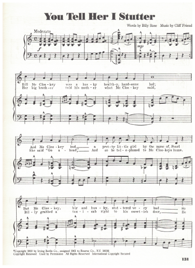 Picture of You Tell Her I Stutter, Billy Rose & Cliff Friend, sheet music