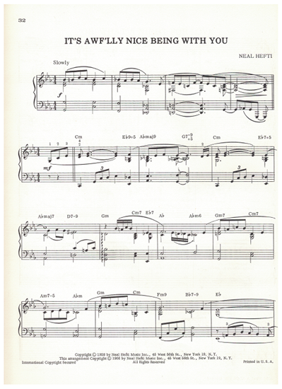 Picture of It's Awf'lly Nice Being with You, Neil Hefti, recorded by Count Basie, piano solo 