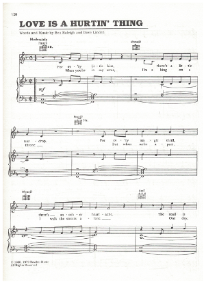 Picture of Love is a Hurtin' Thing, Ben Raleigh & Dave Linden, recorded by Lou Rawls, sheet music