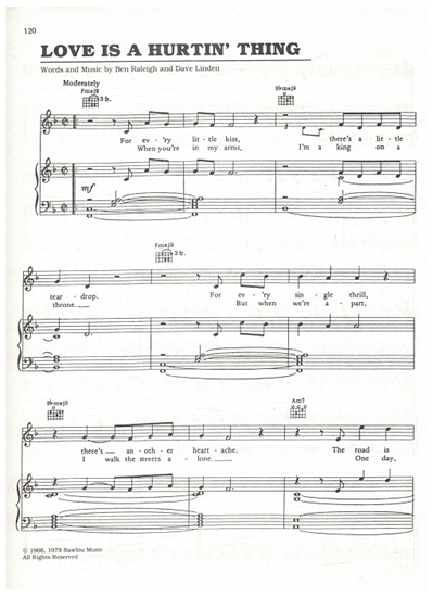 Picture of Love is a Hurtin' Thing, Ben Raleigh & Dave Linden, recorded by Lou Rawls