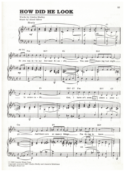 Picture of How Did He Look, Gladys Shelley & Abner Silver, recorded by Joan Merrill, sheet music
