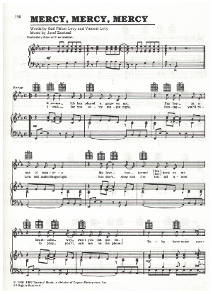 Picture of Mercy Mercy Mercy, Joe Zawinul/ Gail Fisher/ Vincent Levy, sheet music