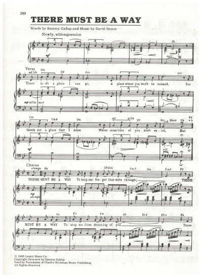 Picture of There Must Be a Way, Sammy Gallop & David Saxon, popularized by Johnnie Johnston, sheet music
