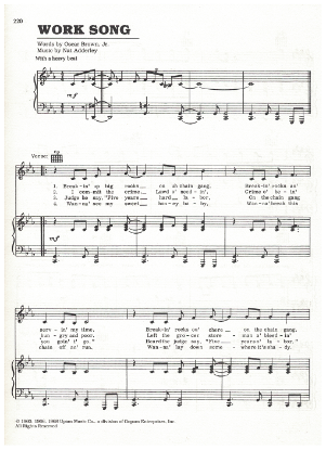 Picture of The Work Song, Oscar Brown Jr. & Nat Adderley, popularized by Herb Alpert & the Tijuana Brass, sheet music