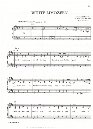 Picture of White Limozeen, Dolly Parton & Mac Davis, recorded by Dolly Parton, sheet music