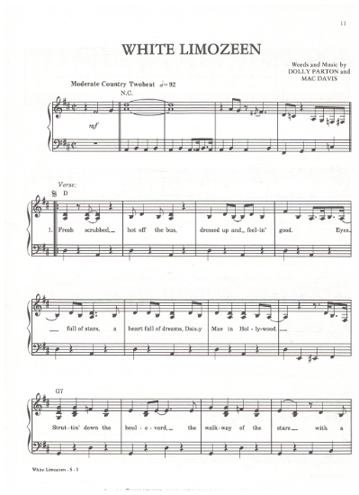 Picture of White Limozeen, Dolly Parton & Mac Davis, recorded by Dolly Parton, sheet music