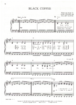 Picture of Black Coffee, Even Stevens & Hillary Kanter, recorded by Lacy J. Dalton, sheet music