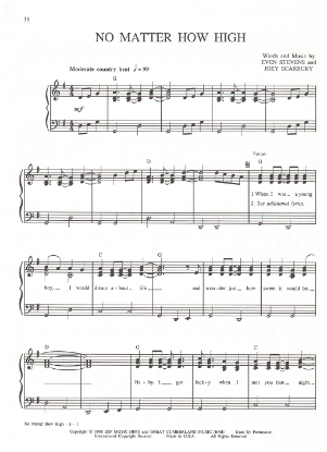 Picture of No Matter How High, Even Stevens & Joey Scarbury, recorded by The Oak Ridge Boys, sheet music