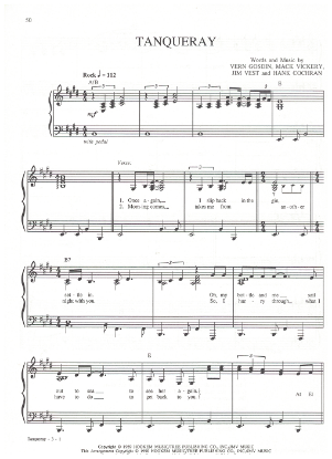 Picture of Tanqueray, Vern Gosdin/ Mack Vickery/ Jim Vest/ Hank Cochran, recorded by Vern Gosdin, sheet music