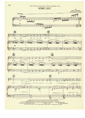 Picture of Some Day, from movie "Vagabond King", Brian Hooker & Rudolf Friml, recorded by Mario Lanza, sheet music