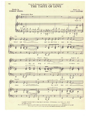 Picture of The Taste of Love, from movie "The Brotherhood", Norman Gimbel & Lalo Schifrin, sheet music
