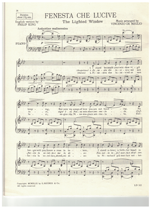 Picture of Fenesta che lucive (The Lighted Window), Vincenzo de Meglio, recorded by Benjamin Gigli