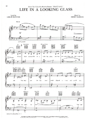 Picture of Life in a Looking Glass, from movie "That's Life", Leslie Bricusse & Henry Mancini, sheet music