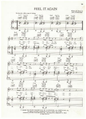 Picture of Feel it Again, Ray Cockburn, recorded by Honeymoon Suite, sheet music