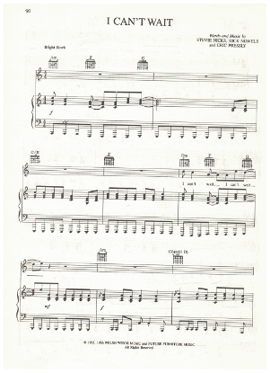 Picture of I Can't Wait, Stevie Nicks/ Rick Nowels/ Eric Pressly, recorded by Stevie Nicks, sheet music