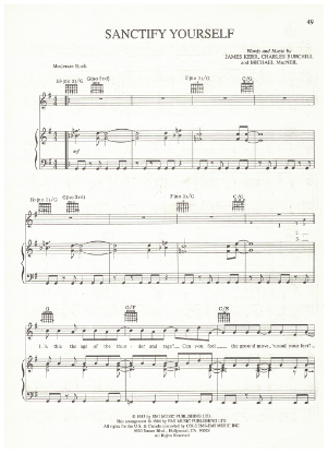 Picture of Sanctify Yourself, James Kerr/ Charles Burchill/ Michael MacNeil, recorded by Simple Minds, sheet music