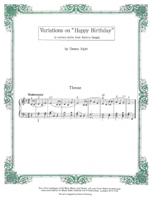 Picture of Variations on Happy Birthday from Bach to Boogie, Denes Agay, piano solo sheet music