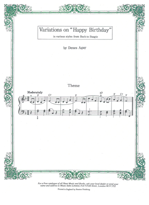 Picture of Variations on Happy Birthday from Bach to Boogie, Denes Agay, piano solo 