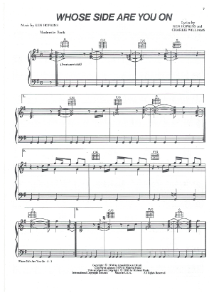 Picture of Whose Side Are You On, from movie "The Rose", Ken Hopkins & Charlie Williams, sung by Bette Midler, sheet music