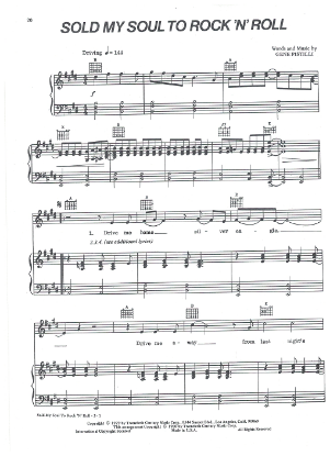 Picture of Sold My Soul to Rock 'n' Roll, Gene Pistilli, from movie "The Rose", sung by Bette Midler, sheet music