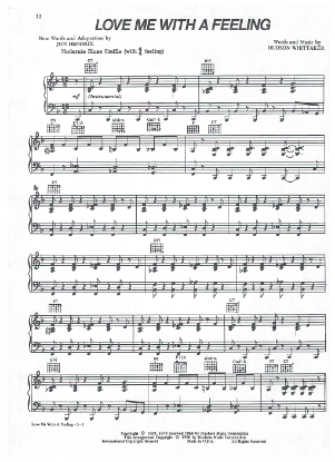 Picture of Love Me With a Feeling, from movie "The Rose", Jon Hendrix & Hudson Whittaker, sung by Bette Midler, sheet music