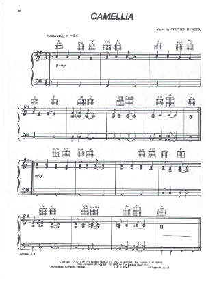 Picture of Camellia, Stephen Hunter, from movie "The Rose", piano solo sheet music