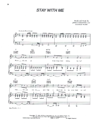 Picture of Stay With Me, Jerry Ragovoy & George Weiss, from movie "The Rose", sung by Bette Midler, sheet music