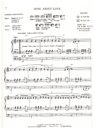 Picture of Song About Love, Henry Mancini, organ solo, sheet music