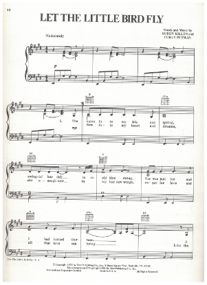 Picture of Let the Little Bird Fly, Curly Putman & Buddy Killen, recorded by T. G. Sheppard, sheet music
