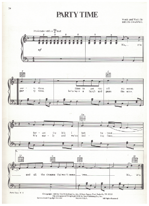 Picture of Party Time, Bruce Channel, recorded by T. G. Sheppard, sheet music