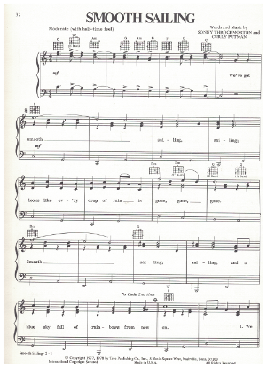Picture of Smooth Sailing, Sonny Throckmorton & Curly Putman, recorded by T. G. Sheppard, sheet music